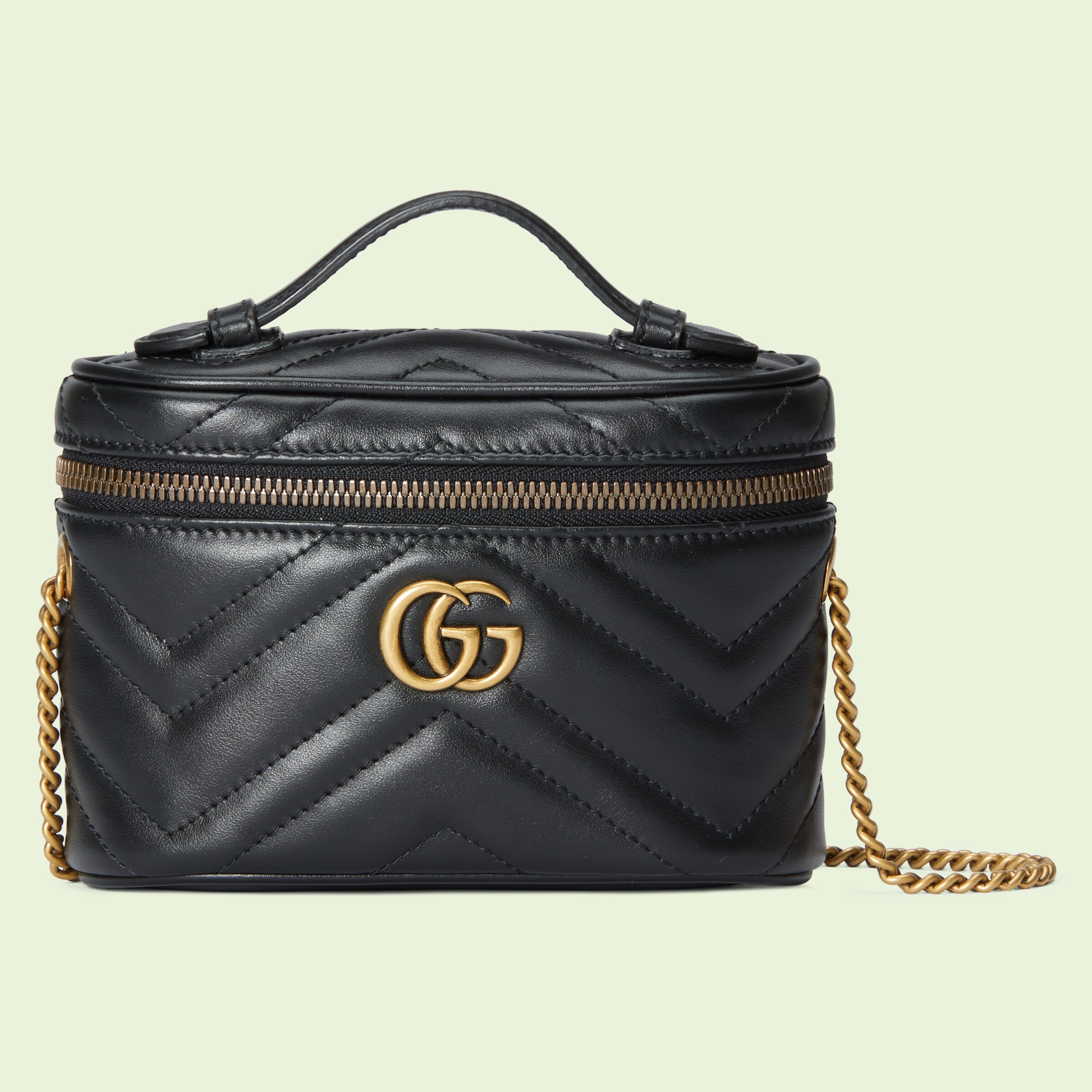 GG Marmont Mini Top Handle Bag In Black Leather | GUCCI® US