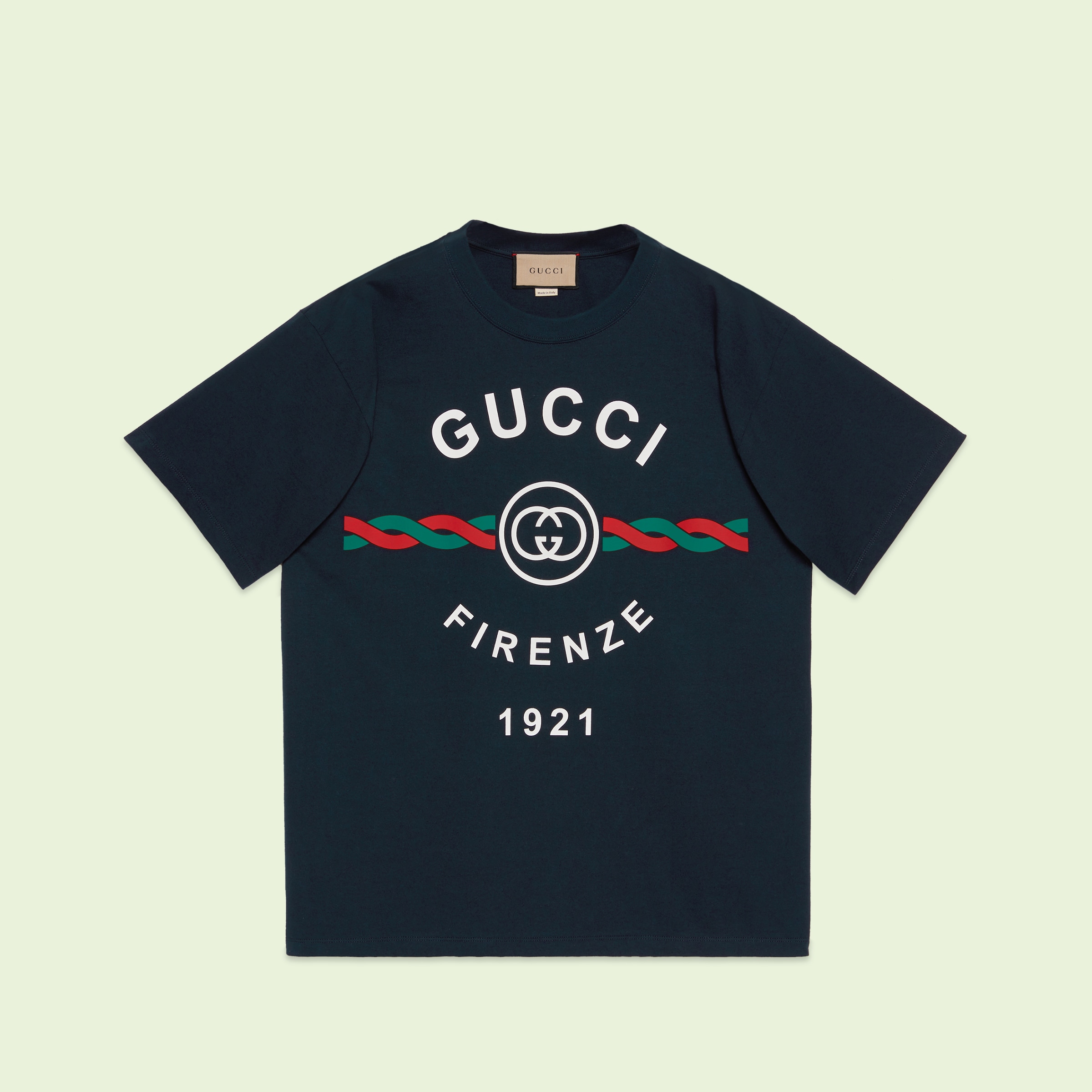 TShirt aus Baumwolljersey mit „Gucci Firenze 1921“ in dunkelblau