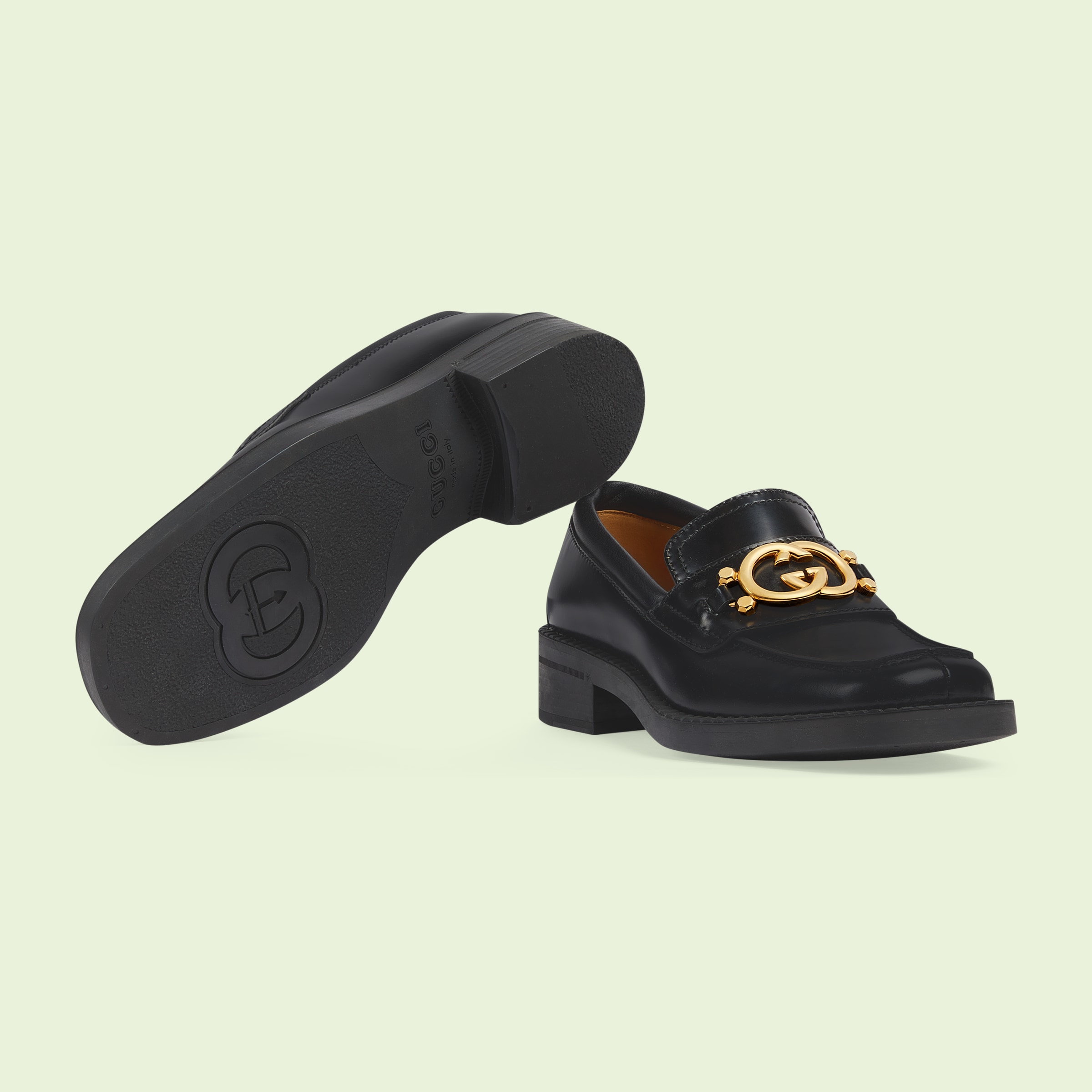 Women's loafer with Interlocking G in black leather GUCCI® US