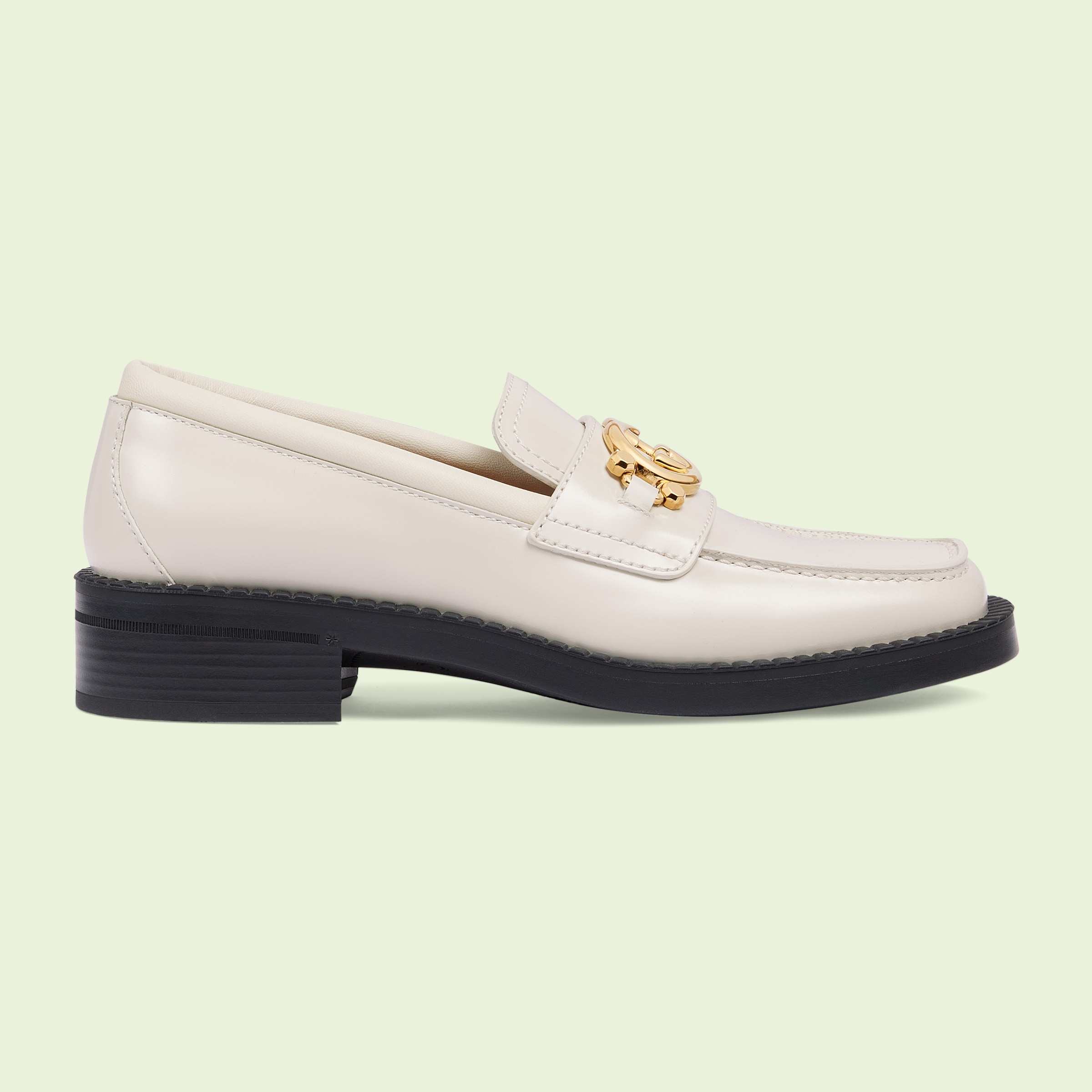 Women's loafer with Interlocking G in white leather GUCCI® US