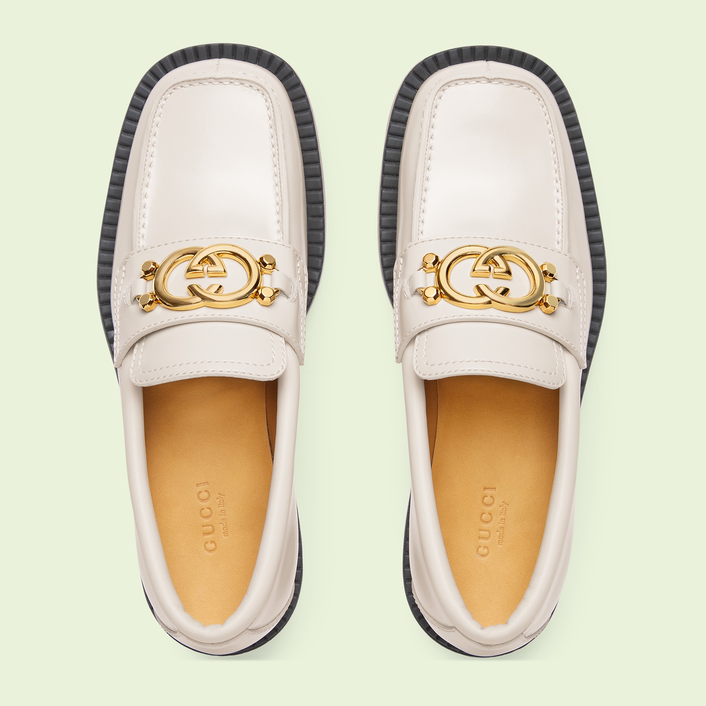 Women's loafer with Interlocking G in white leather GUCCI® US