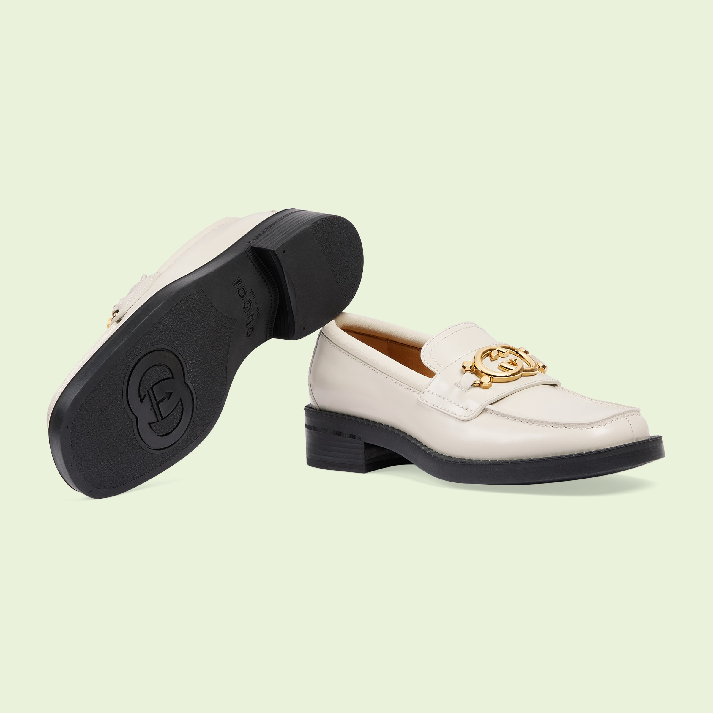 Women's loafer with Interlocking G in white leather GUCCI® US