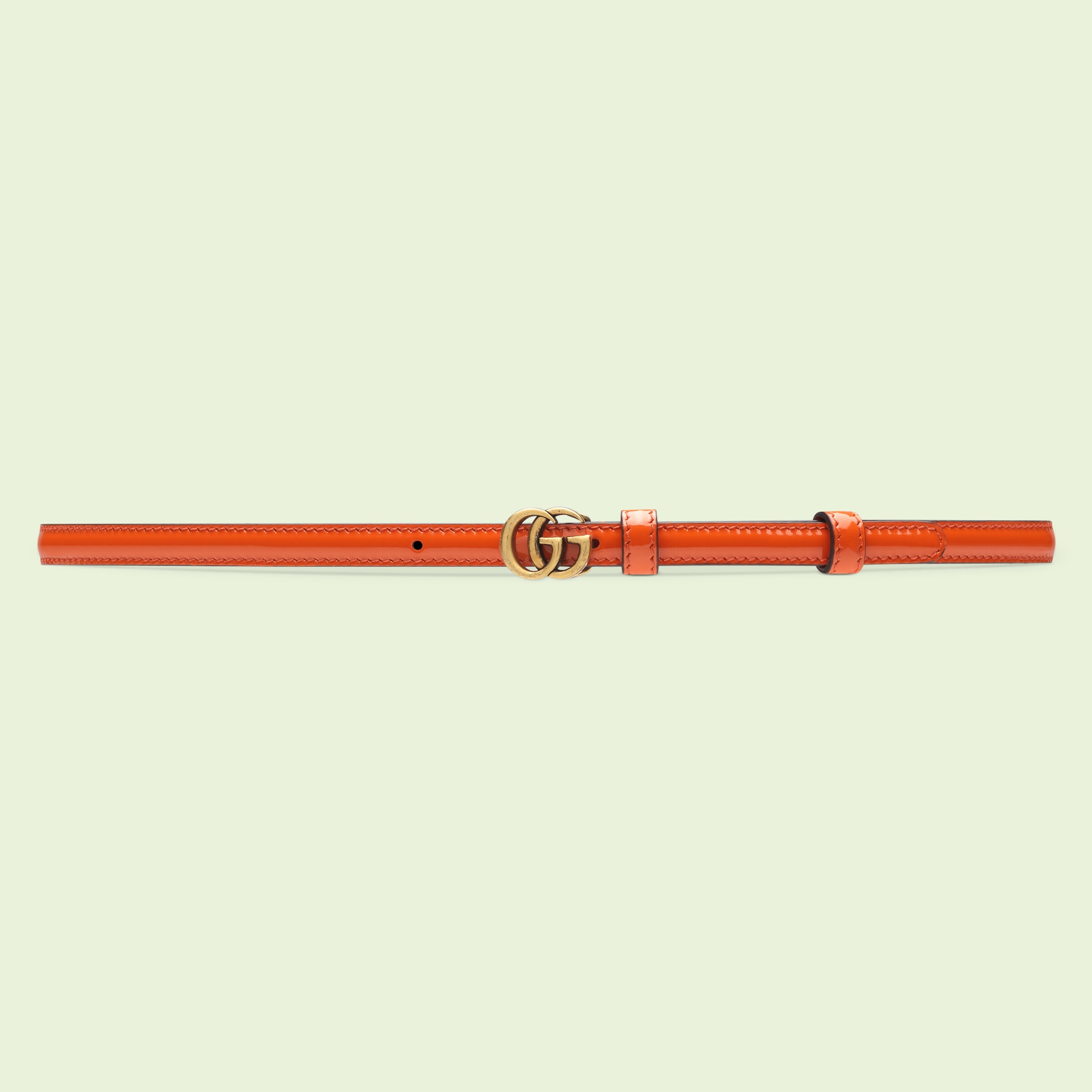 thin patent double g belt
