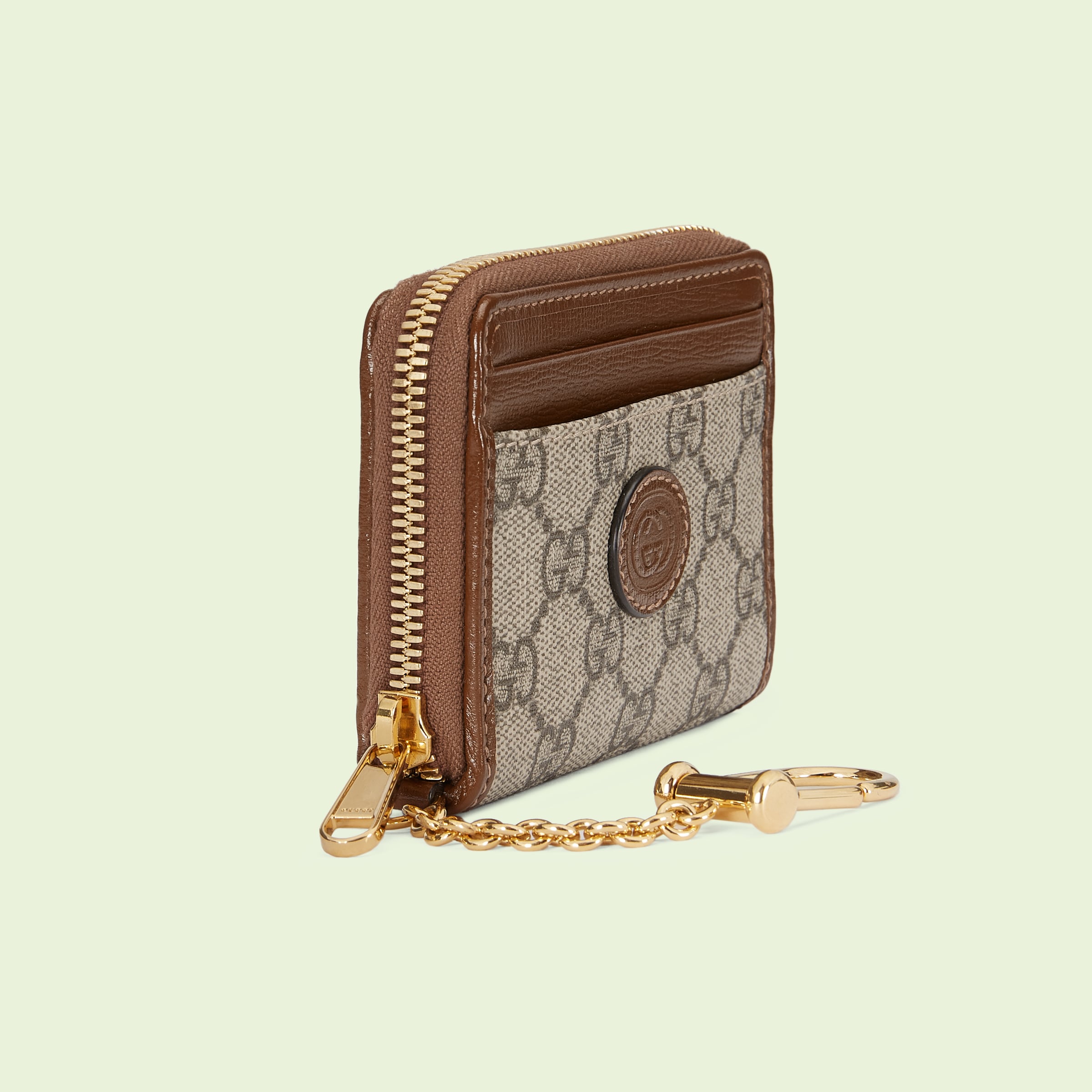 Keychain zip wallet in beige and ebony Supreme GUCCI® US