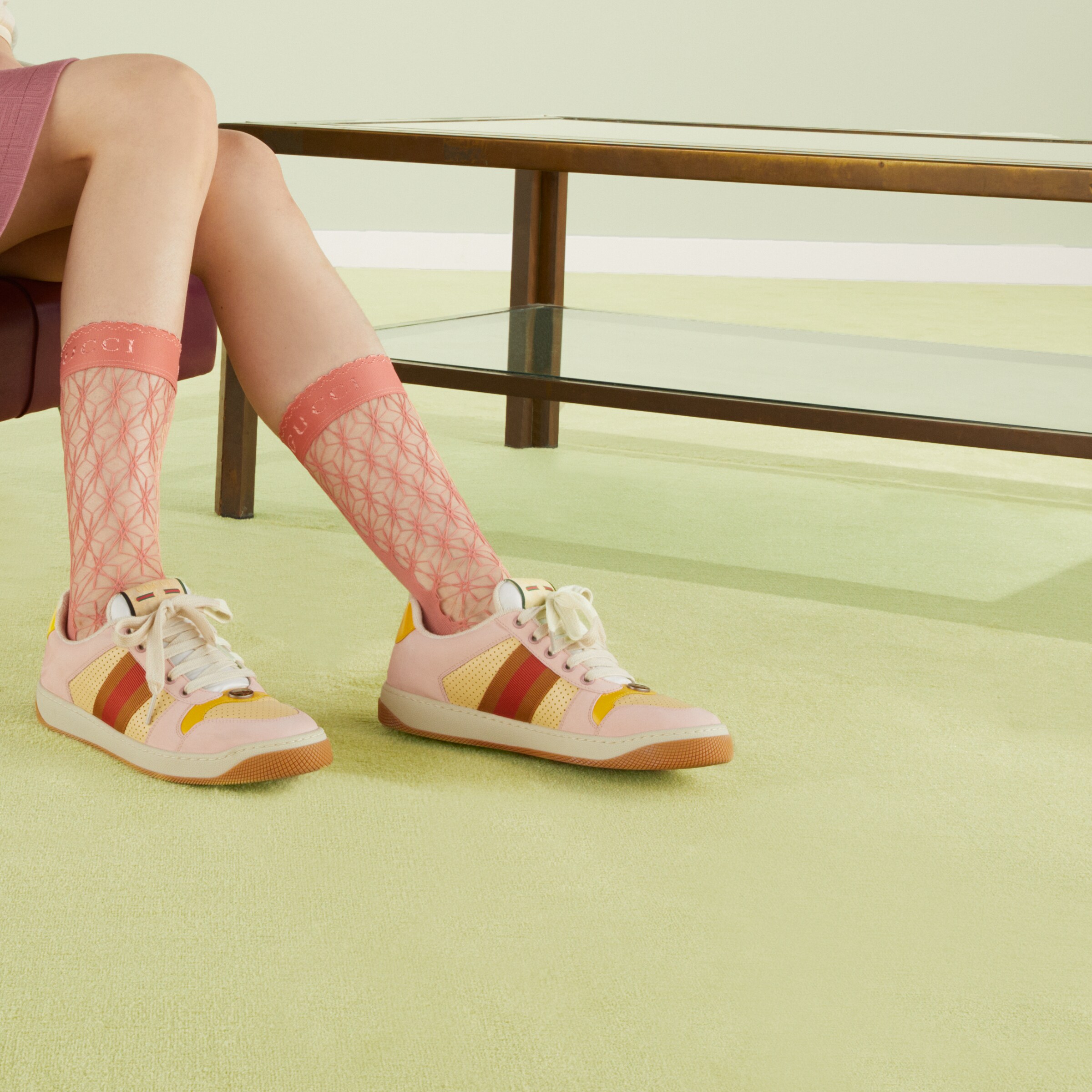 gucci screener sneaker pink