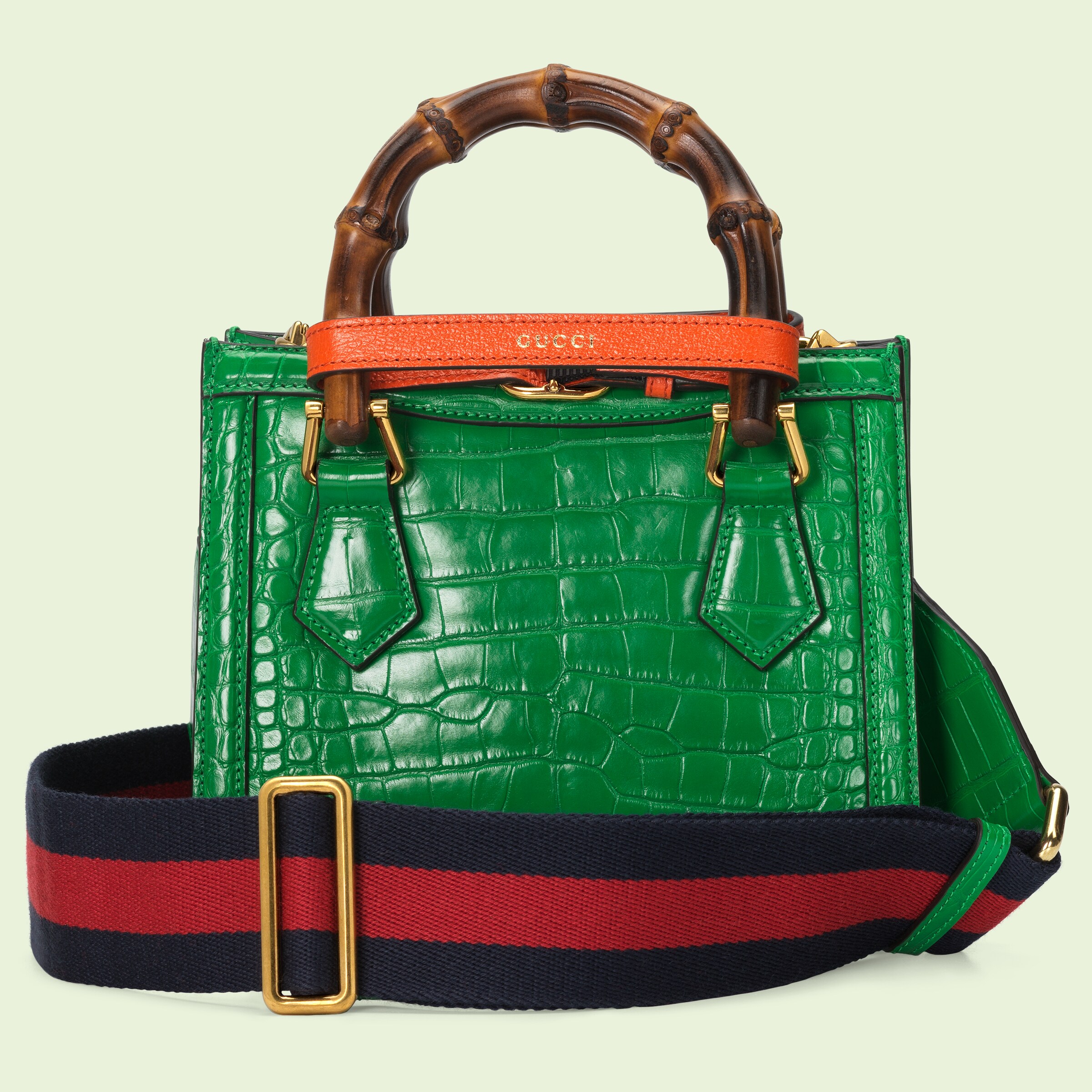 Gucci Diana mini crocodile tote bag in green crocodile GUCCI® US