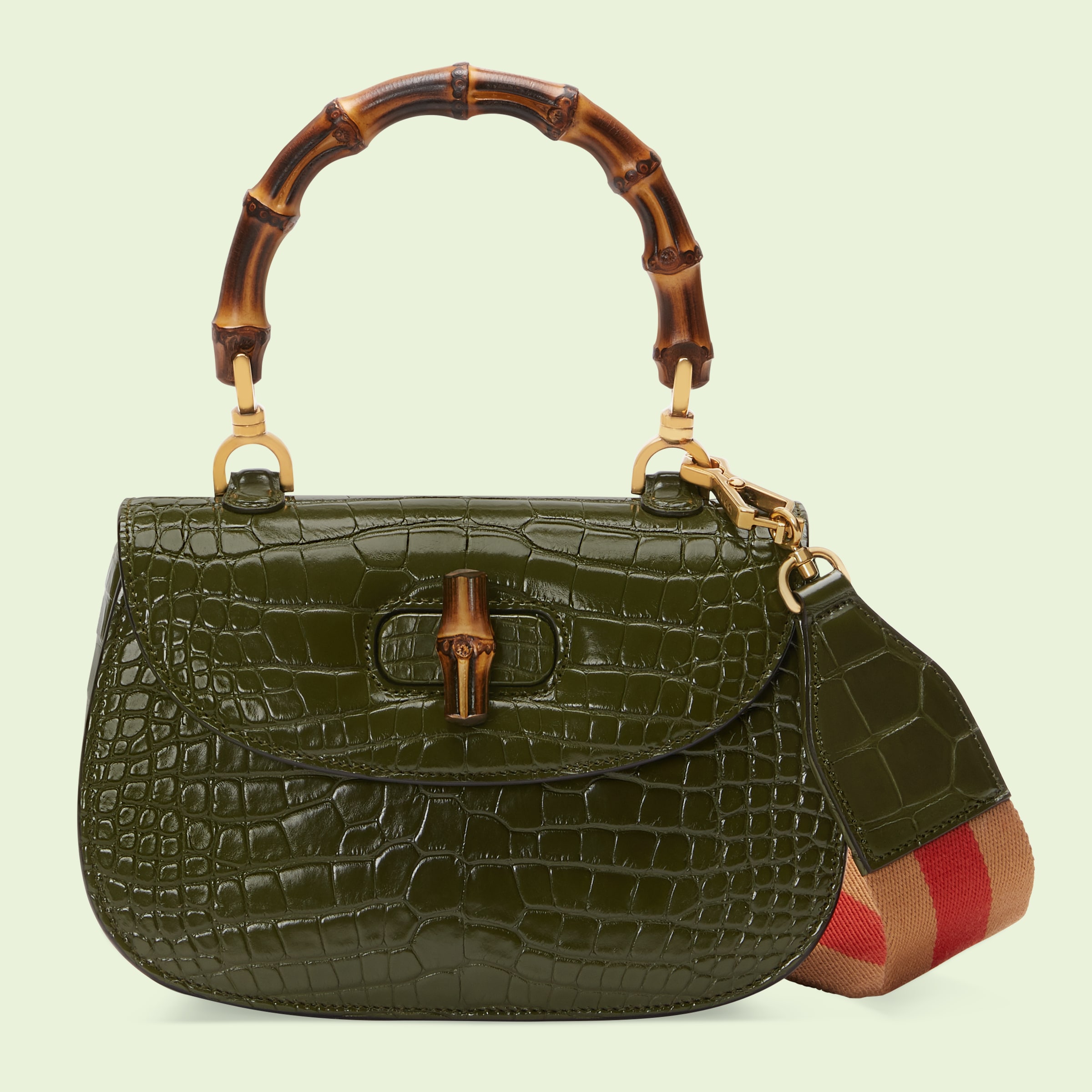 Gucci Bamboo 1947 Tasche aus Krokodilleder in waldgrün GUCCI® DE