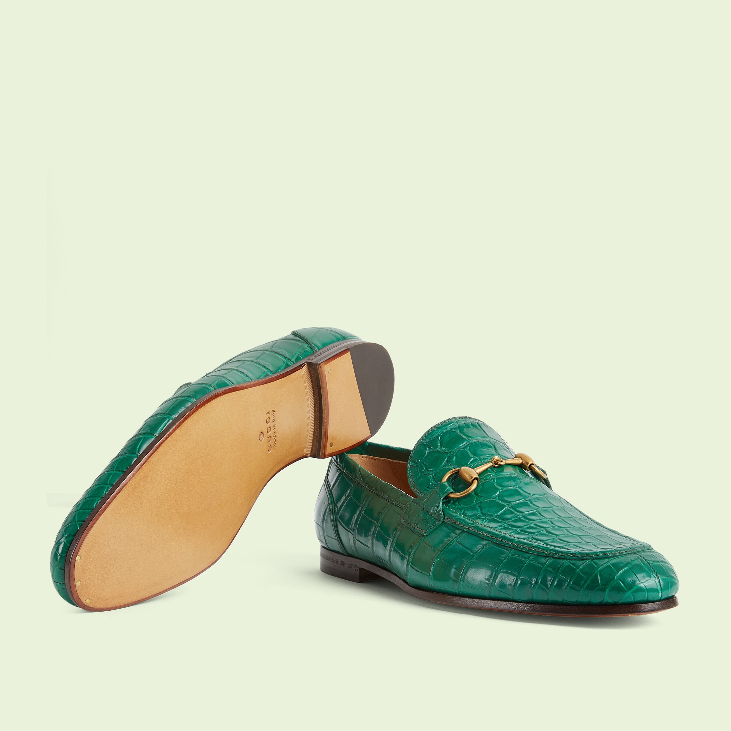Men's Gucci Jordaan loafer in emerald green crocodile GUCCI® US