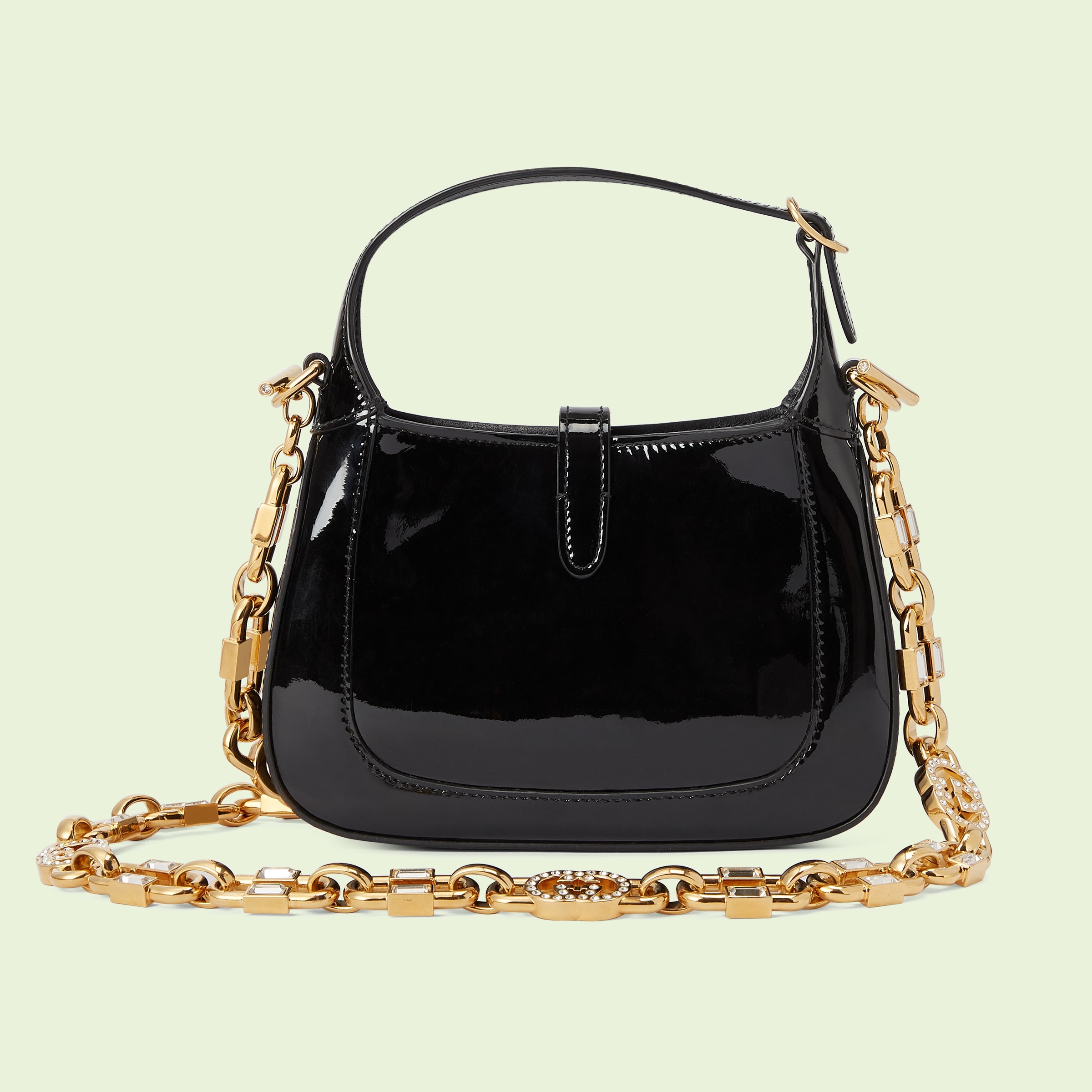 JACKIE SMALL SHOULDER BAG 27 IN BLACK CRACKED LACQUER CALFSKIN GOLD HARDWARE