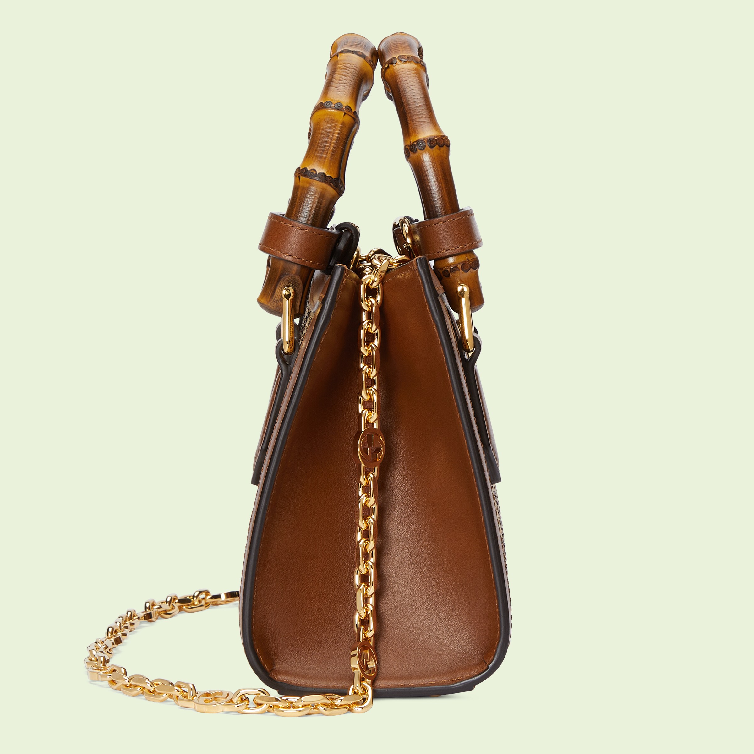 Gucci Diana mini tote bag in camel and ebony canvas GUCCI® Canada