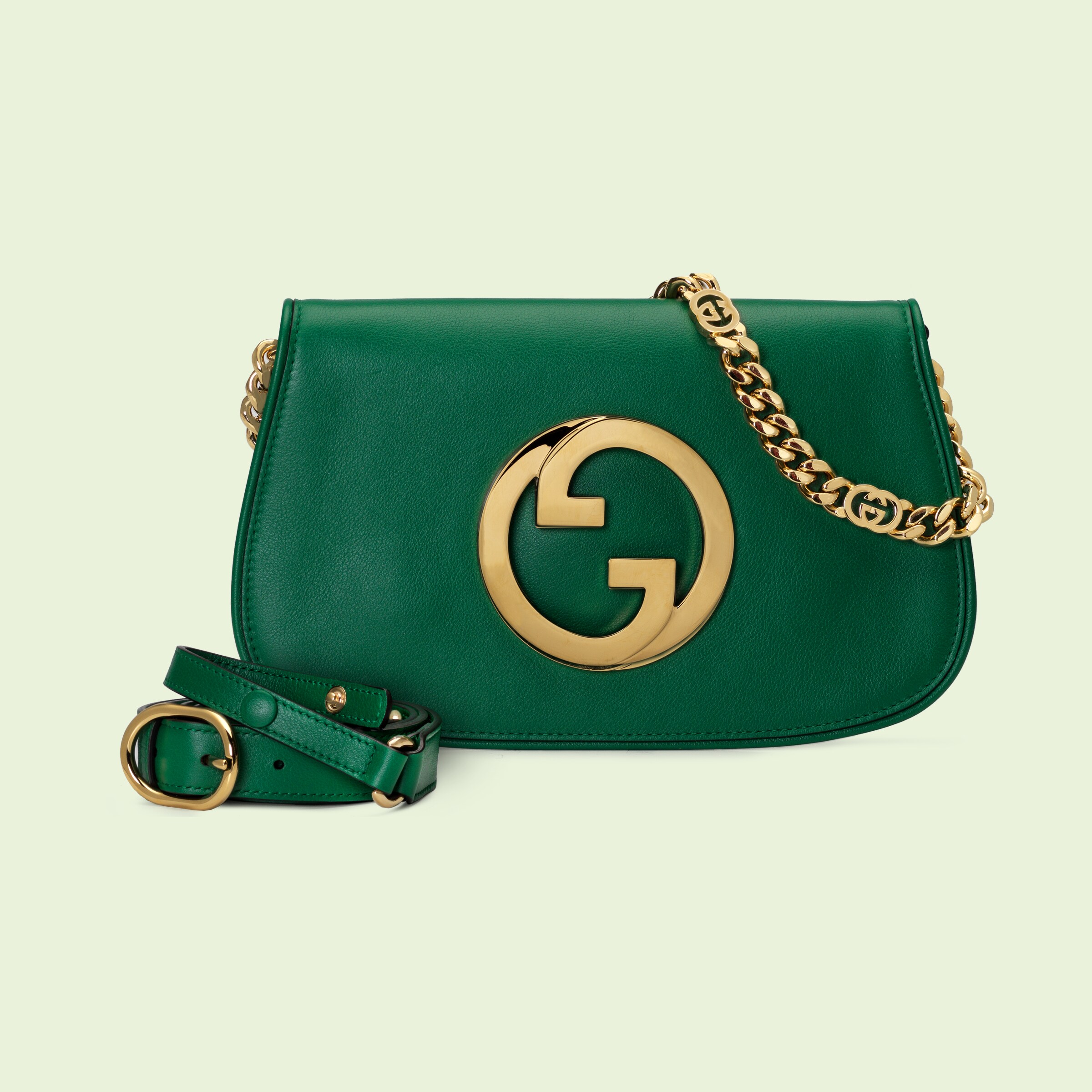 Gucci Blondie shoulder bag in emerald green leather GUCCI® US