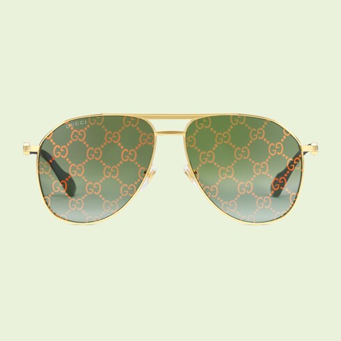 Aviator frame sunglasses in Gold Green Undefined GUCCI SI