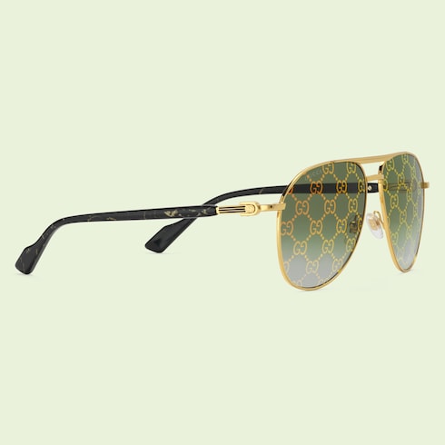 Aviator frame sunglasses in Gold Green Undefined GUCCI SI