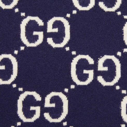 GG wool jacquard sweater in blue and ivory | GUCCI® US
