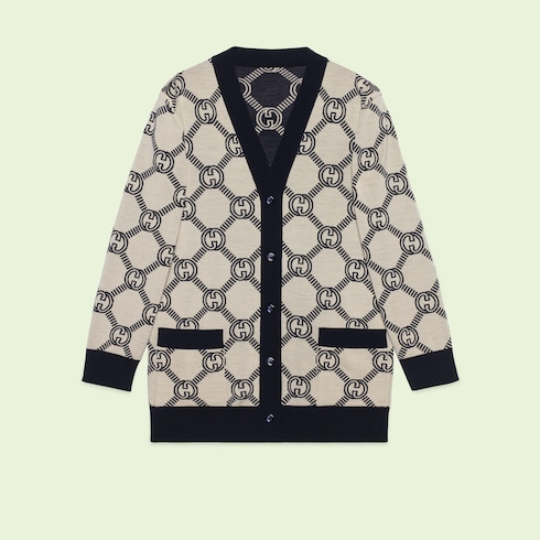 Reversible GG wool jacquard cardigan Detail 5