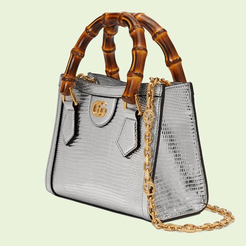 Gucci Diana mini lizard tote bag in Silver Precious Skins GUCCI SI