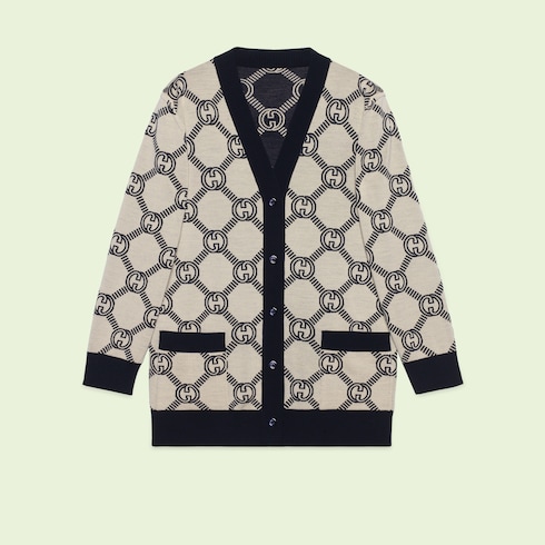 Reversible GG wool jacquard cardigan Detail 3