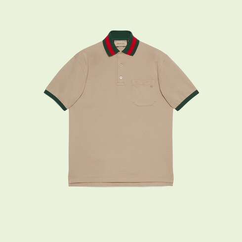 Cotton piquet polo with Web collar Detail 2