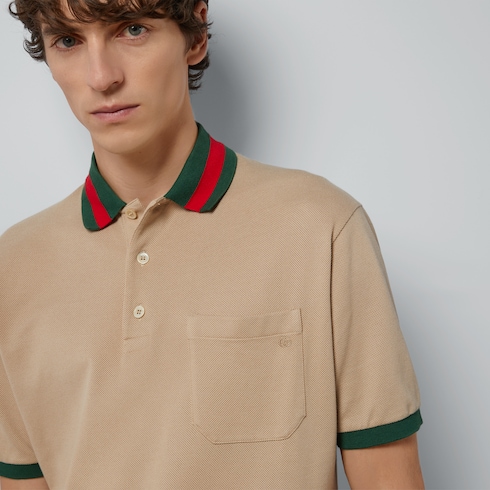 Cotton piquet polo with Web collar Detail 3