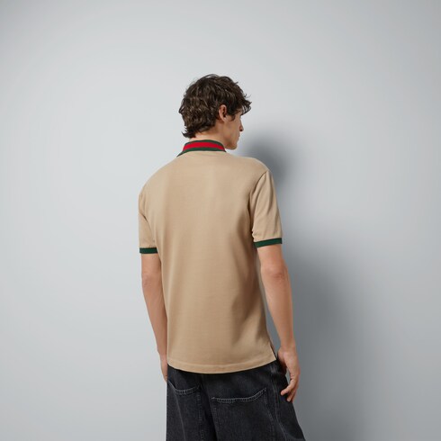 Cotton piquet polo with Web collar Detail 6