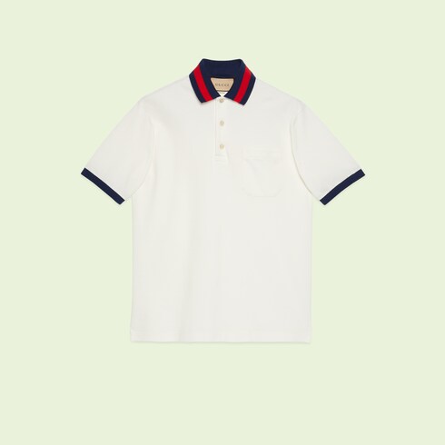 Cotton piquet polo with Web collar Detail 2