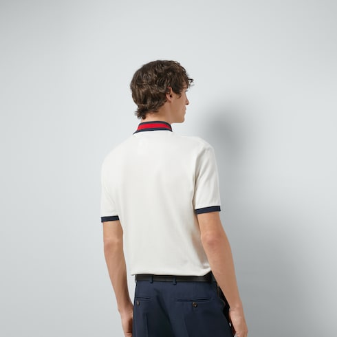 Cotton piquet polo with Web collar Detail 7