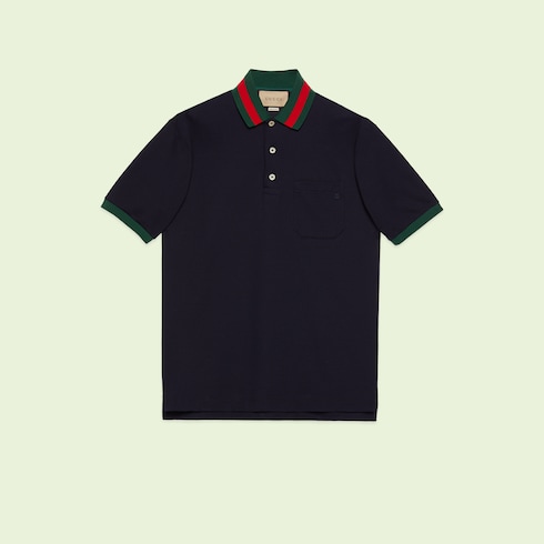 Cotton piquet polo with Web collar Detail 2