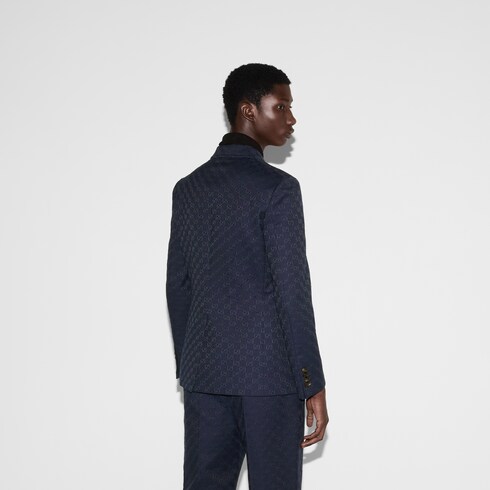 GG cotton blend formal jacket in Blue Ready-to-wear | GUCCI® SI
