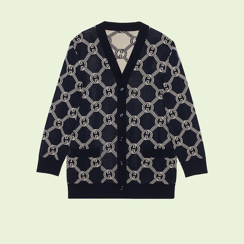 Reversible GG wool jacquard cardigan Detail 2