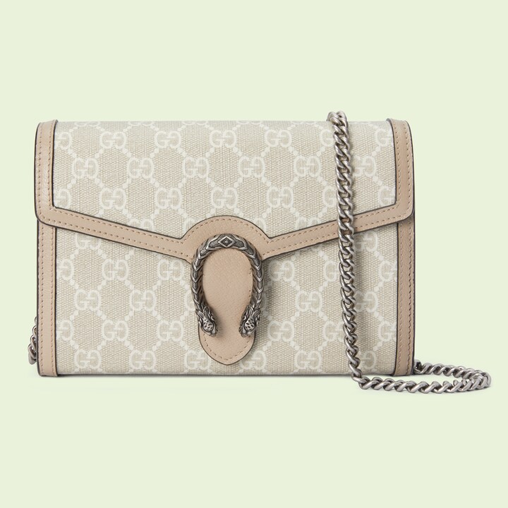 Dionysus mini chain wallet in beige and white GG Supreme GUCCI® US
