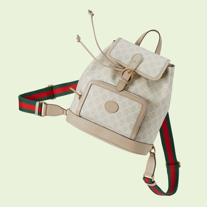 Backpack with Interlocking G in beige and white GG Supreme GUCCI® US