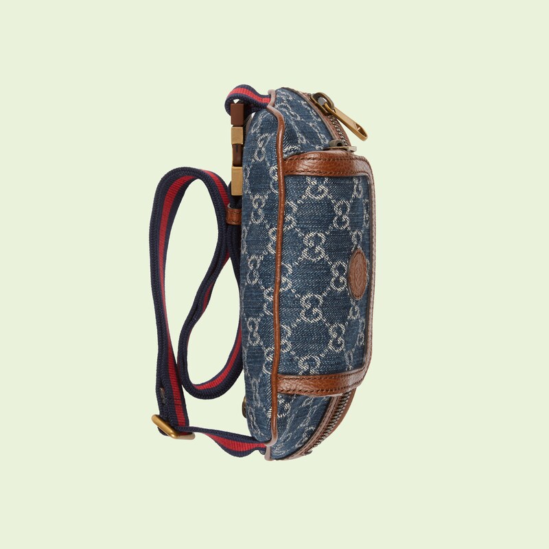 Marsupio con GG in denim GG blu e avorio | GUCCI® Italia