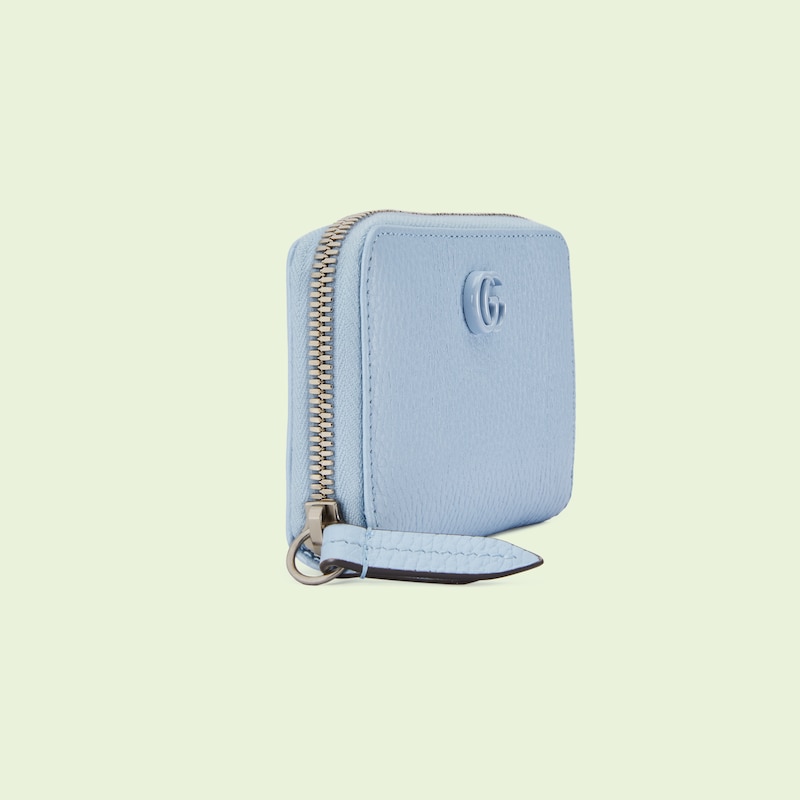 ダブルG ジップアラウンドウォレットペールブルー レザー | GUCCI® JP