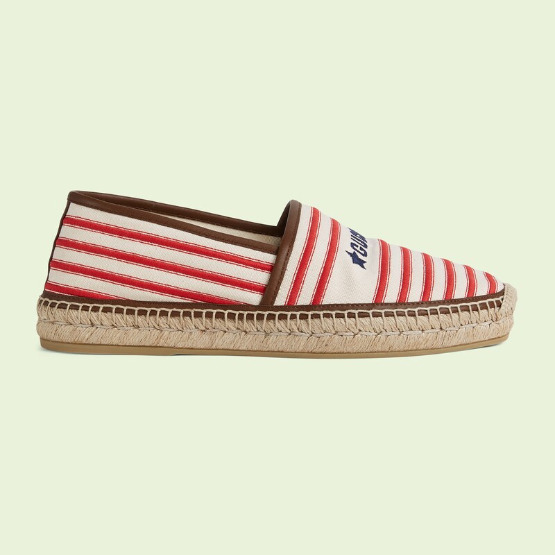 Espadrillas uomo Gucci e stelle in tessuto color gesso e rosso | GUCCI®  Italia