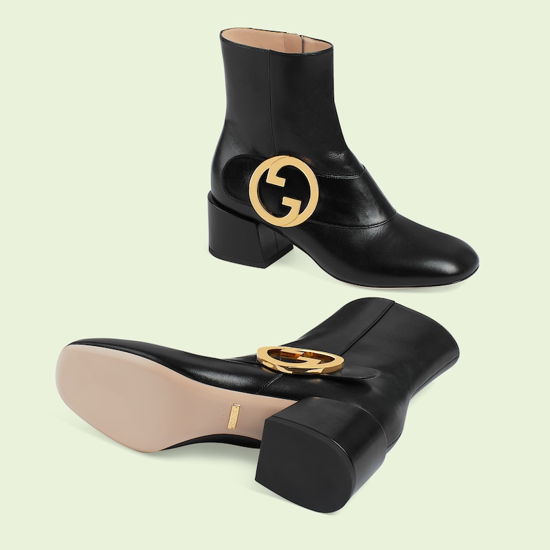 Botas hasta el tobillo para mujer Gucci Blondie inpiel negra | GUCCI® MX