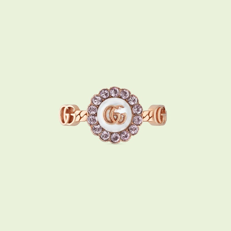 ダブルG フラワー リングローズゴールドトーン メタル | GUCCI® JP