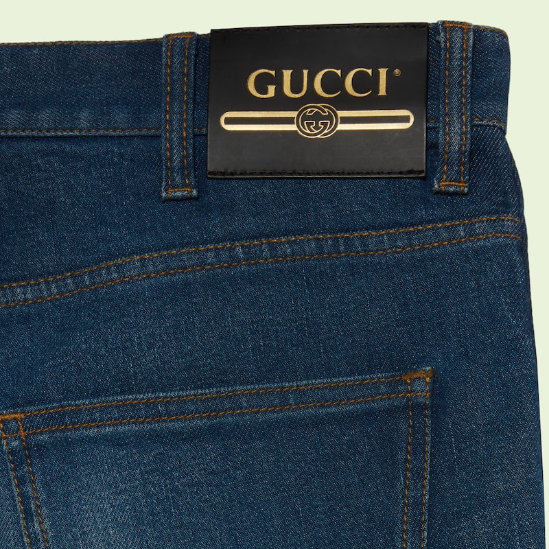 Tapered denim trousers in blue | GUCCI® TR