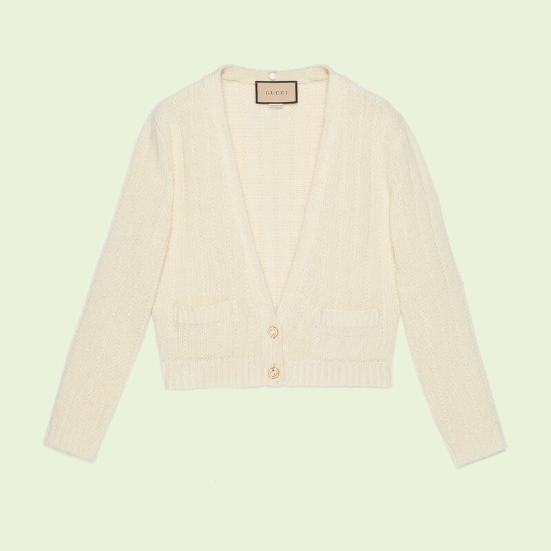 Wool cashmere cardigan with faux fur in 