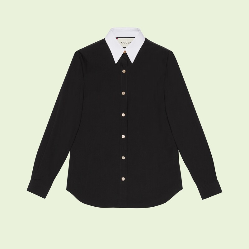 Cotton popeline shirt in black | GUCCI® HU