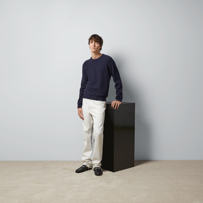 Wool sweater with Gucci patch in blue 