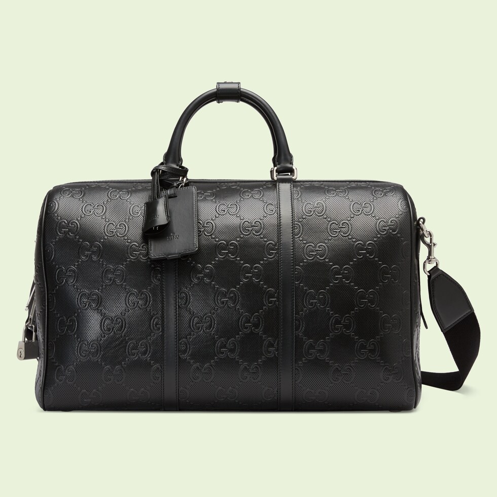 GGエンボス ダッフルバッグブラック レザー | GUCCI® JP