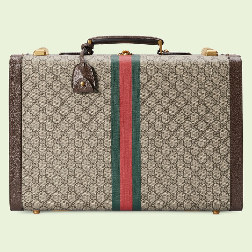 GG medium suitcase with  in beige and ebony Supreme GUCCI® UK
