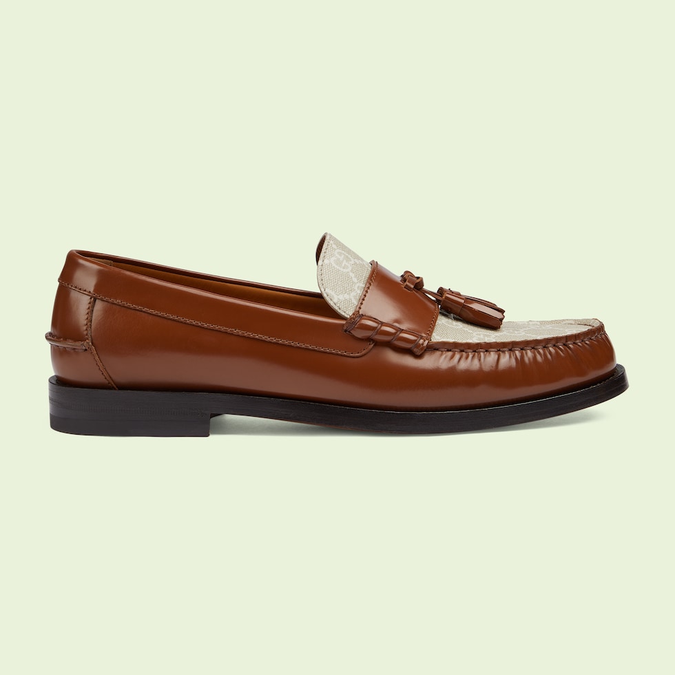 GG Men's Tassel Loafer Black Embossed Cowhide 573361