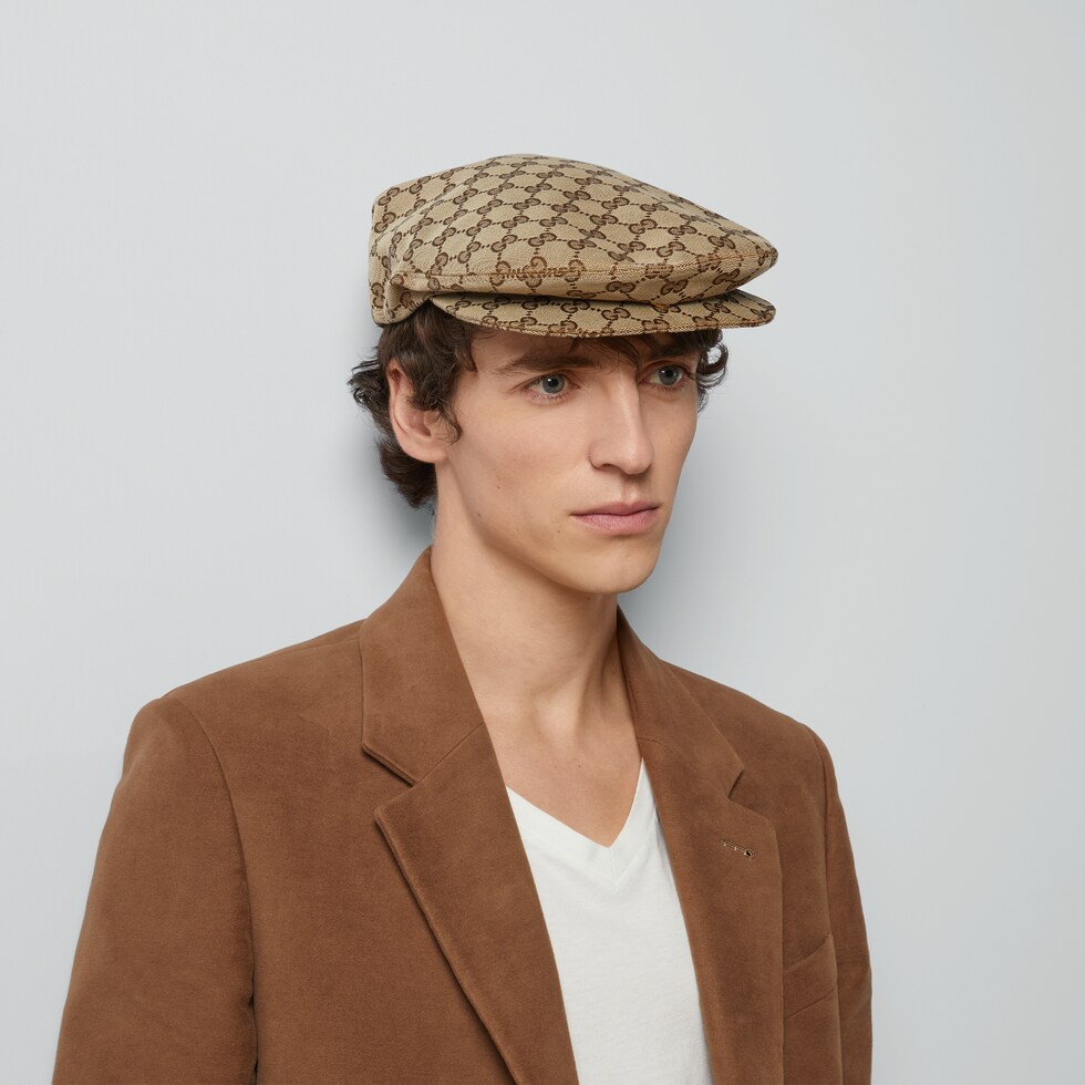 Original GG canvas flat cap in beige and dark brown GUCCI® US