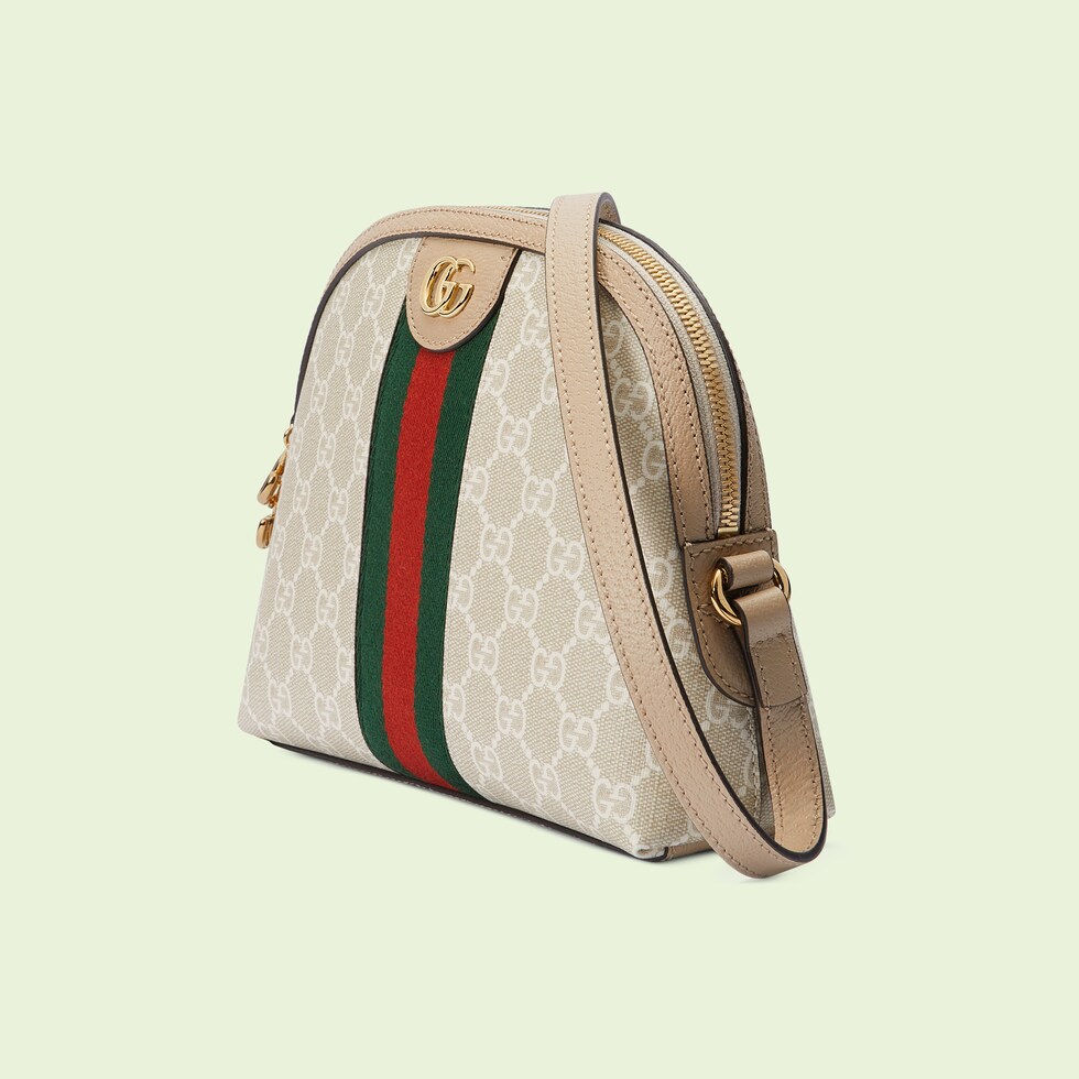 กระเป๋า Ophidia small GG shoulder bag inผ้าแคนวาสสีเบจและสีขาว GUCCI® TH