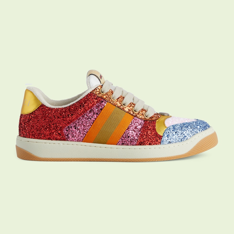 Sneaker Screener Gucci Lovelight con glitter in tessuto multicolore