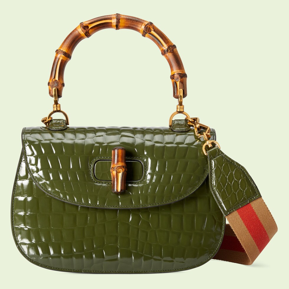 Gucci Bamboo 1947 crocodile top handle bag in forest green GUCCI® US