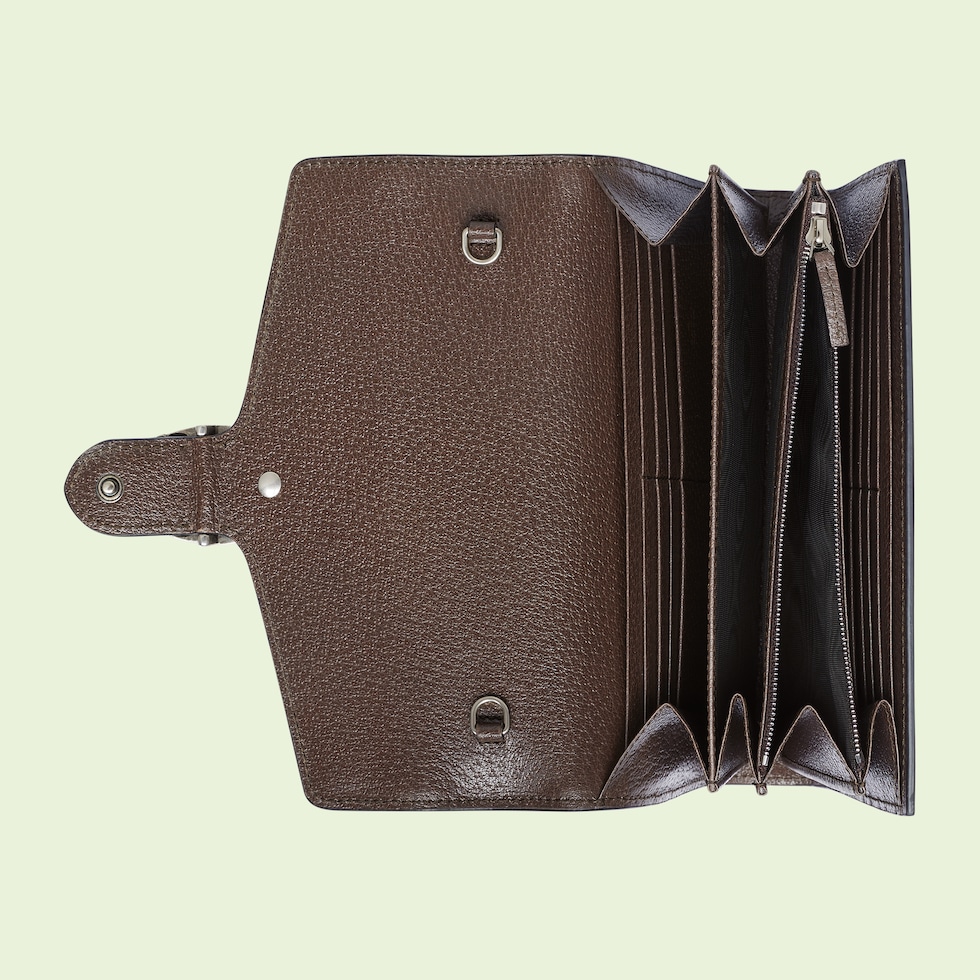 Dionysus jumbo GG chain wallet in camel and ebony canvas GUCCI® CZ