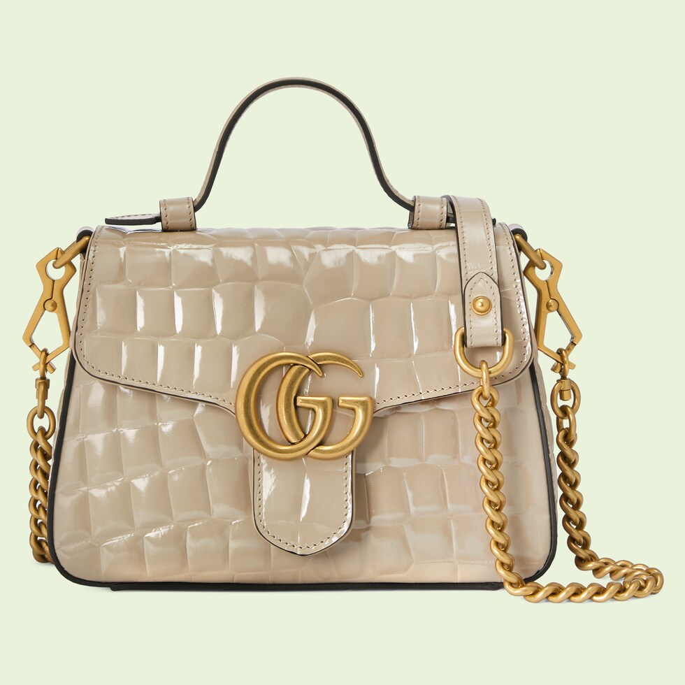 GG Marmont mini crocodile top handle bag in oatmeal GUCCI® US