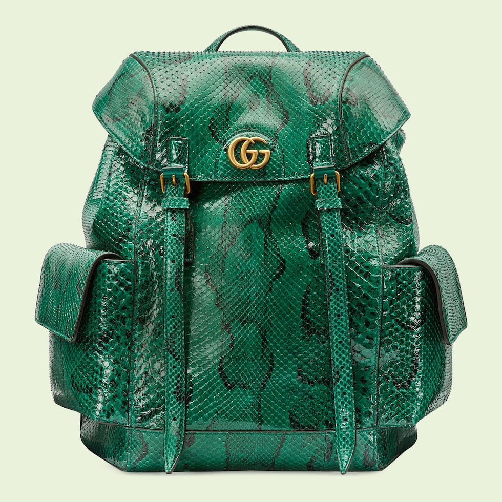 Python backpack with Double G in emerald green GUCCI® US